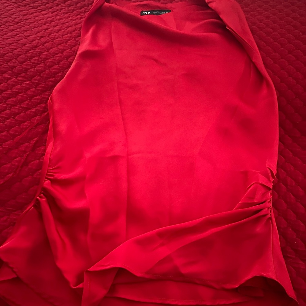 Zara Vibrant Red Sleeveless Blouse